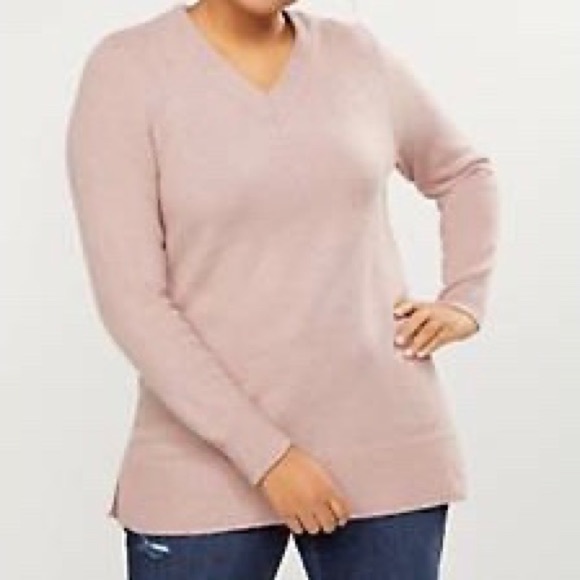 Lane Bryant Pink Mauve V-Neck Sweater 14/16 1X - Picture 2 of 2